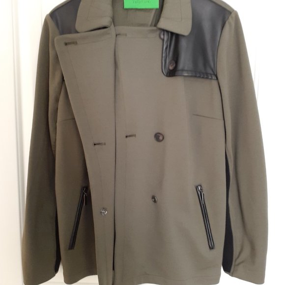 LOGO by Lori Goldstein Jacket with Faux Leather Shoulder Detail Green Size XL - Picture 4 of 12